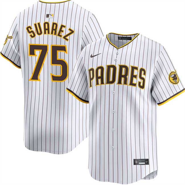 Mens San Diego Padres #75 Robert Suarez White 2024 Home Limited Stitched Jersey Dzhi
